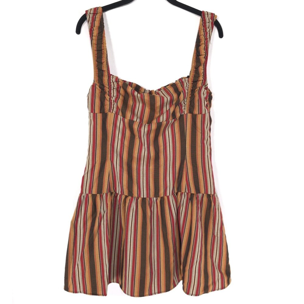 ANTHROPOLOGIE LIONESS Women's New LARGE Mini Dress Tie Bust Vintage Stripe